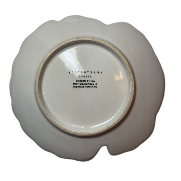 Pottery Barn Set of 2 Gobble Plates Thanksgiving 7 in Turkey Shaped Dessert Side - Picture 4 of 8